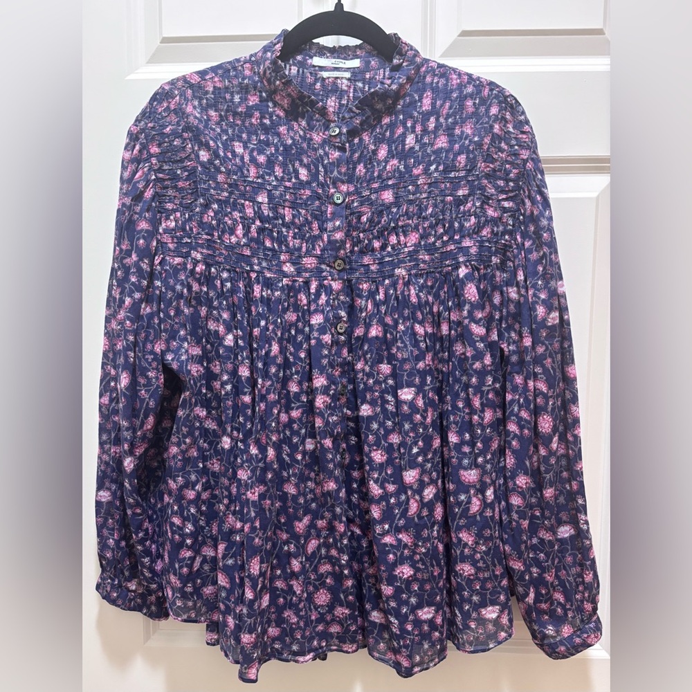 Isabel Marant Laila Gathered Floral Print Blouse - Picture 5 of 10
